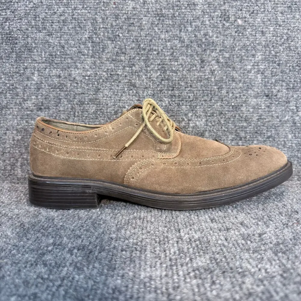 Joseph Abboud Mens EU 44 US 11 Suede Wingtip Brogue Oxford Dress Shoes Brown